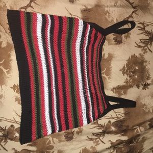 Romwe Crocheted striped crop tank